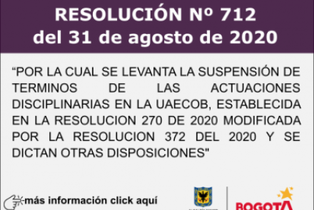 RESOLUCIÓN No. 712 del 31 de agosto de 2020
